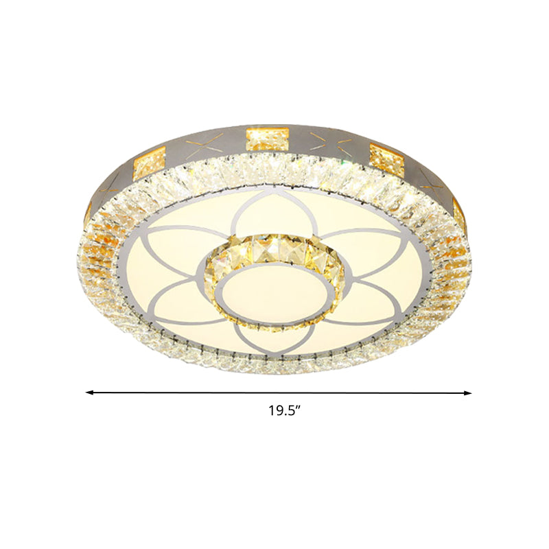 Chambre à coucher Fleur Flush Mount Modern Style Crystal LED White Flush Mounted Ceiling Light