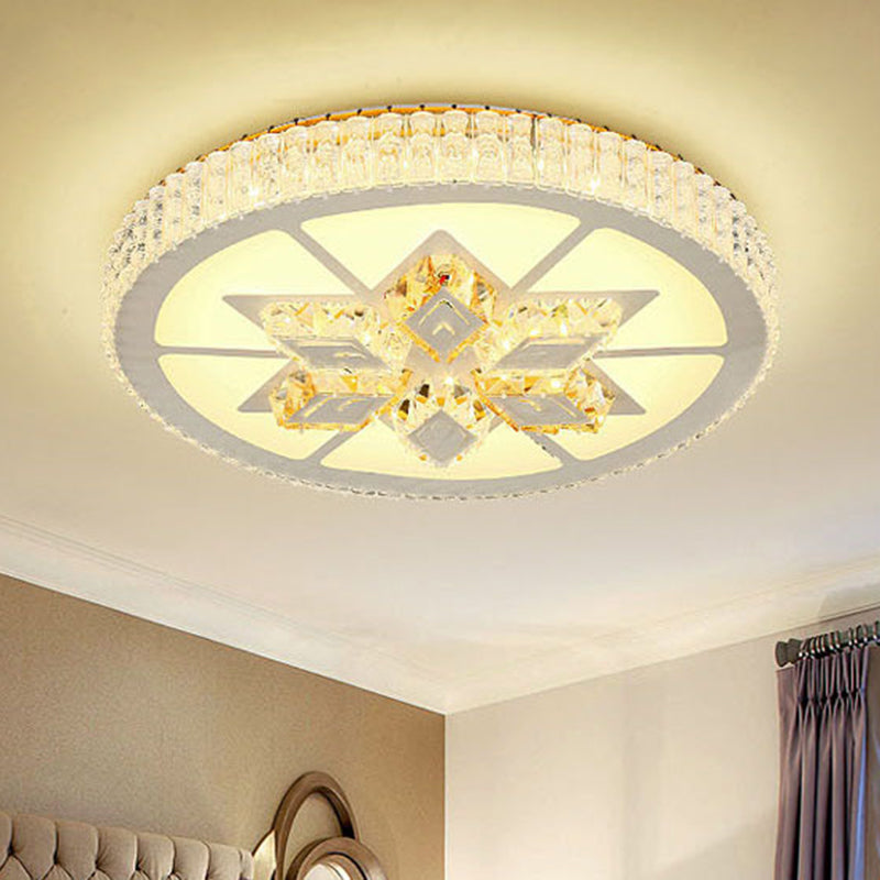 LED Crystal Flush Mount Lamp Simple Style White Star/Flower Bedroom Close to Ceiling Light