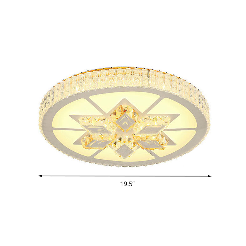 LED Crystal Flush Mount Lamp Simple Style White Star/Flower Bedroom Close to Ceiling Light