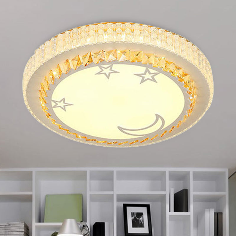 LED Crystal Flush Mount Lamp Simple Style White Star/Flower Bedroom Close to Ceiling Light