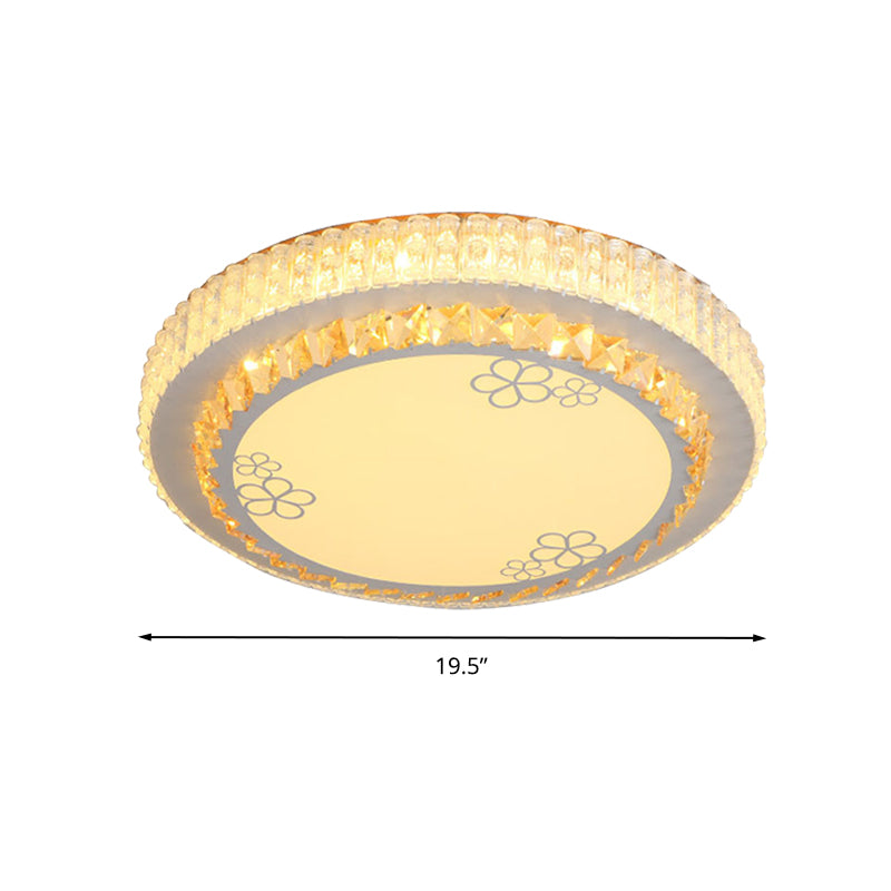 Witte ronde inbouwlamp Eenvoudige kristallen LED-slaapkamer inbouwlamp met bloemenpatroon