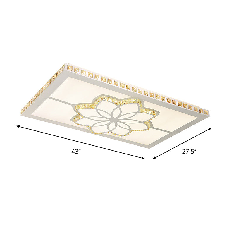 Blanc LED encastré lampe moderne cristal rectangulaire plafond encastré stand pour 3 couleurs motif de fleurs lampe colorée salon