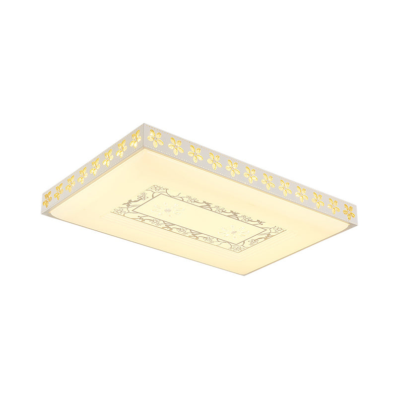 LED-kristallen plafondlamp Eenvoudige witte rechthoekige woonkamer Inbouwlamp in warm/wit/3 kleuren licht