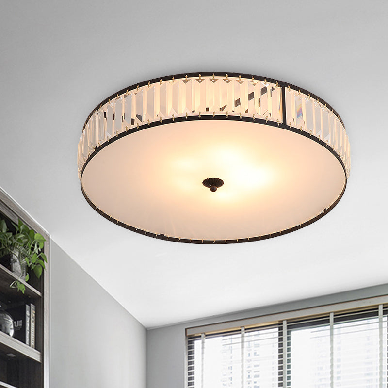 14 "/21.5" W Bianco 3/5 Luci Soffitto Montaggio Simple Style Crystal Drum Flush Light Fixture per Bedroom