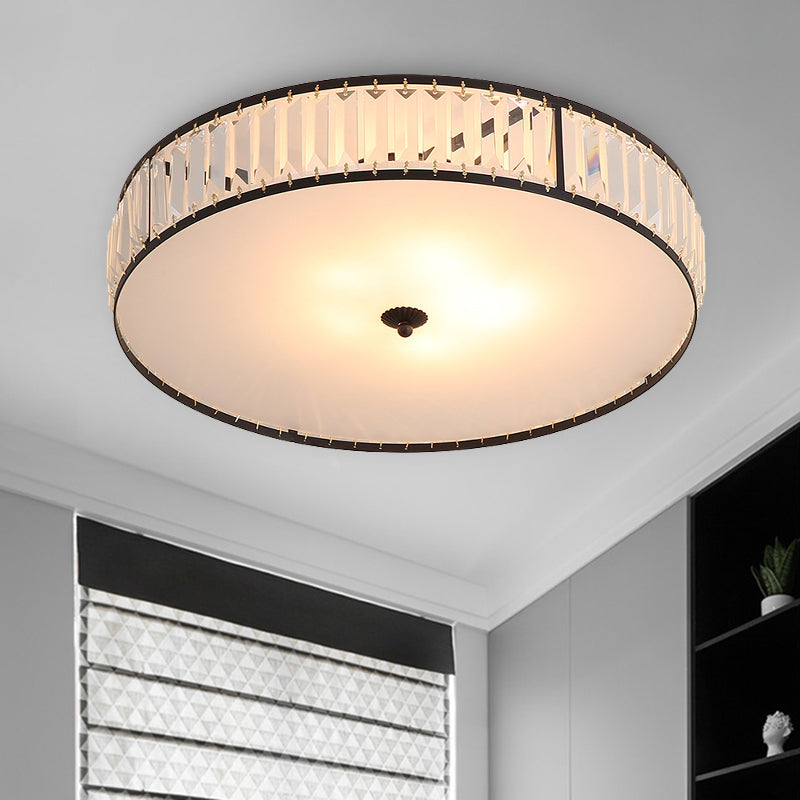 14 "/21.5" W Bianco 3/5 Luci Soffitto Montaggio Simple Style Crystal Drum Flush Light Fixture per Bedroom