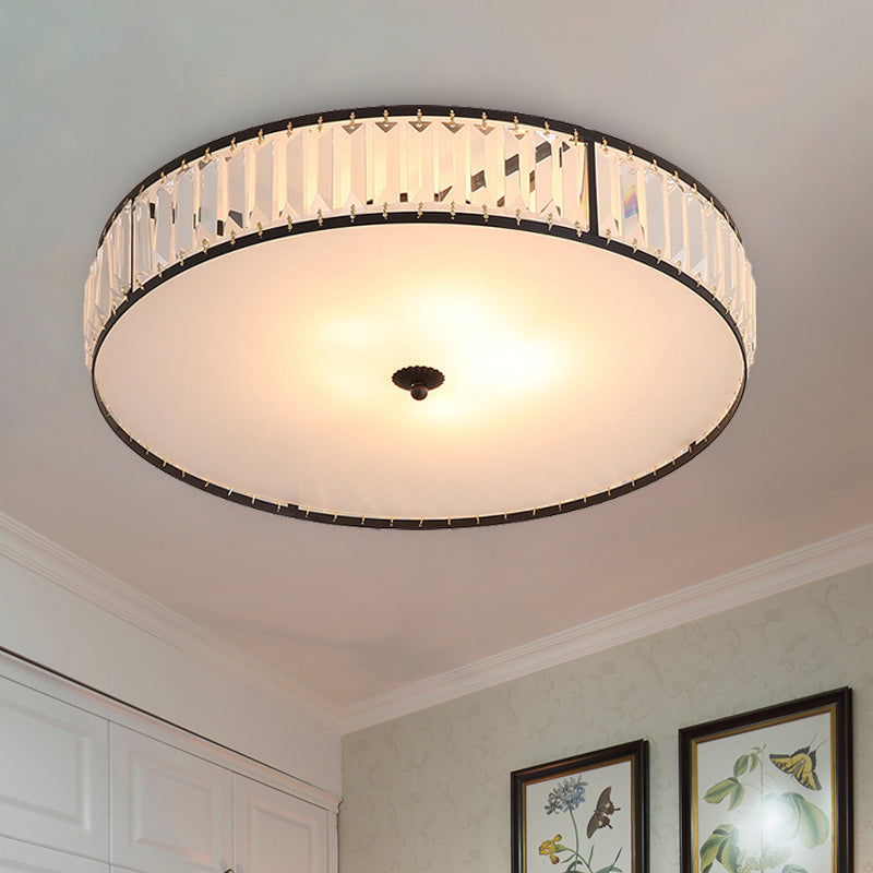 14 "/21.5" W Bianco 3/5 Luci Soffitto Montaggio Simple Style Crystal Drum Flush Light Fixture per Bedroom