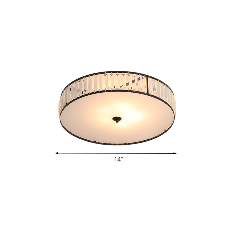 14"/21,5" W weiße 3/5-Licht-Deckenmontage-Einbauleuchte mit Kristalltrommel im schlichten Stil für Schlafzimmer