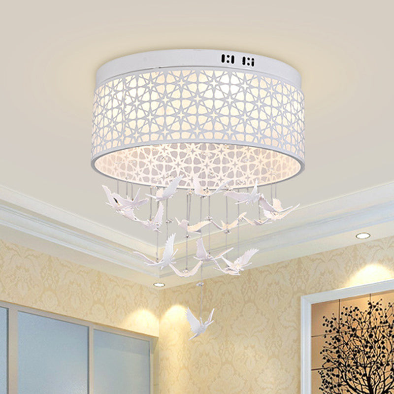 16"/19.5"/23.5" W White Angel/Crystal Bead Flush Mount Fixture Simple Metal LED Bedroom Flush Light