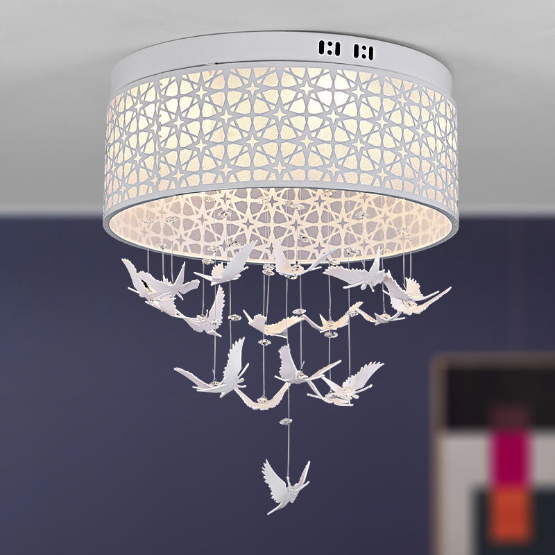 16"/19.5"/23.5" W Witte Engel/Crystal Bead Flush Mount Fixture Eenvoudige Metalen LED Slaapkamer Flush Light