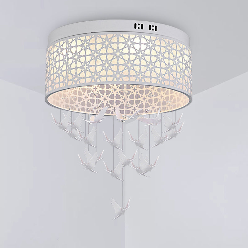 16"/19.5"/23.5" W Witte Engel/Crystal Bead Flush Mount Fixture Eenvoudige Metalen LED Slaapkamer Flush Light