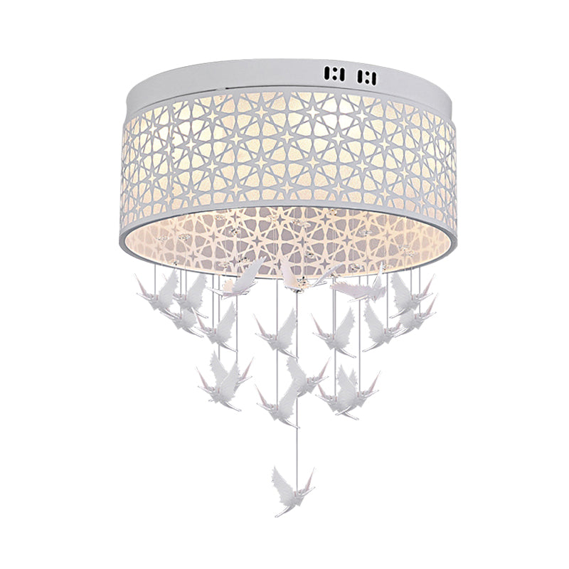 16"/19.5"/23.5" W Witte Engel/Crystal Bead Flush Mount Fixture Eenvoudige Metalen LED Slaapkamer Flush Light