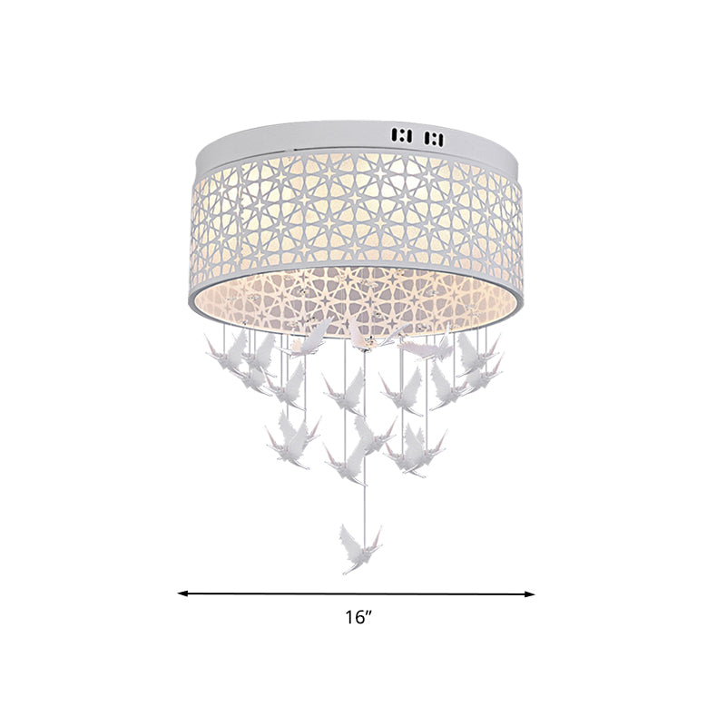 16"/19.5"/23.5" W Witte Engel/Crystal Bead Flush Mount Fixture Eenvoudige Metalen LED Slaapkamer Flush Light