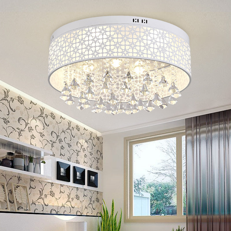 16"/19.5"/23.5" W Witte Engel/Crystal Bead Flush Mount Fixture Eenvoudige Metalen LED Slaapkamer Flush Light