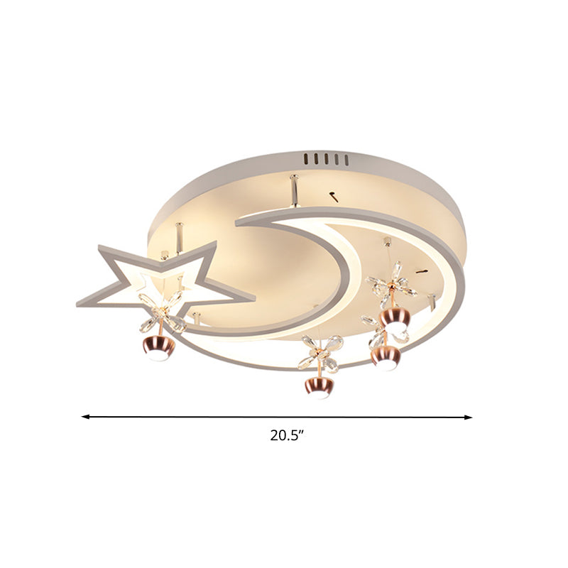 16.5 "/20.5" /24.5 " W LED Acryl Flush Plafond Licht Moderne Stijl Witte Ster Maan Slaapkamer Flush Mount Lamp in White/3 Color Light