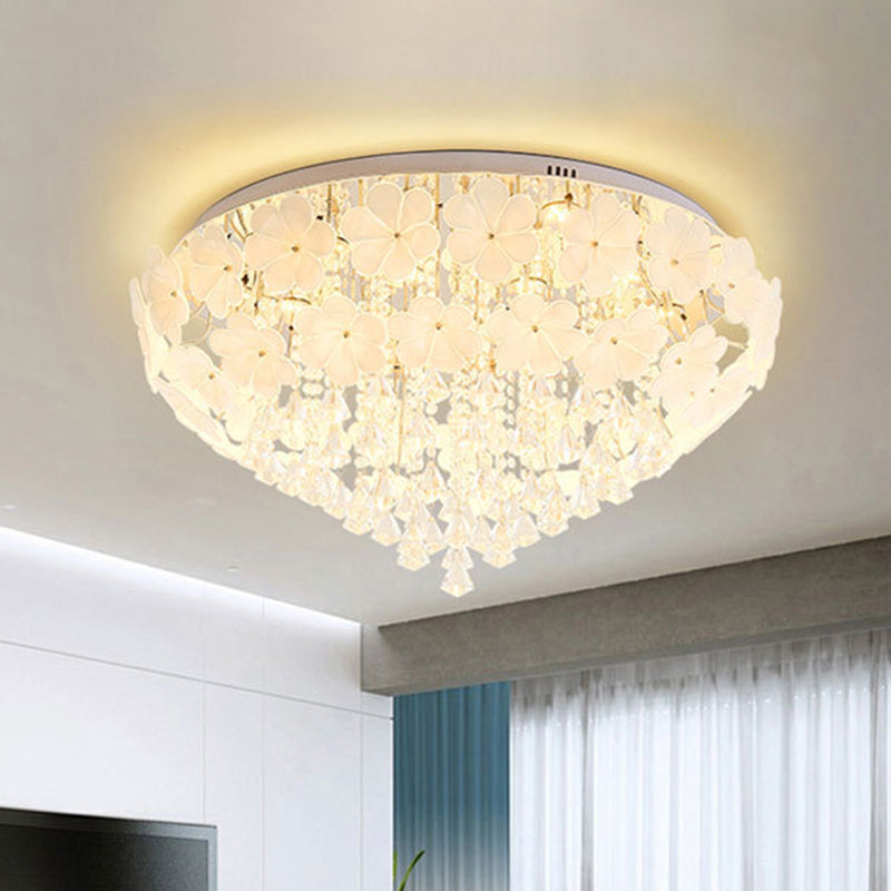 16"/19.5"/23.5" W Petal Living Room Flush Mount Lamp Modern Crystal LED White Flush Light Fixture