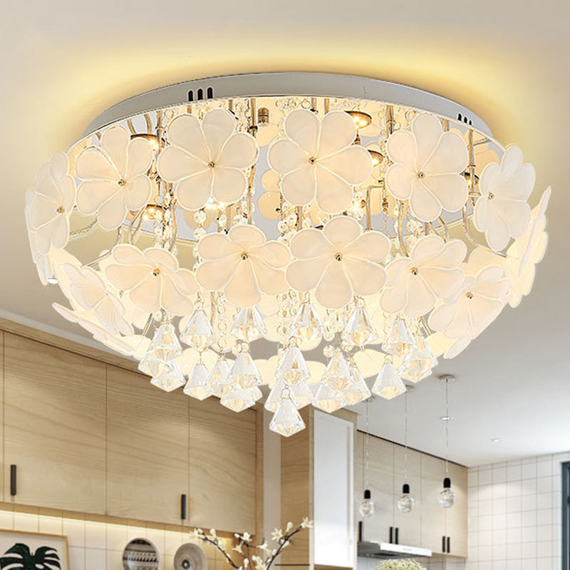 16 "/19,5" /23,5 " W Petal Living Room Flush Mount Lamp Modern Crystal LED White Flush Light Fixture