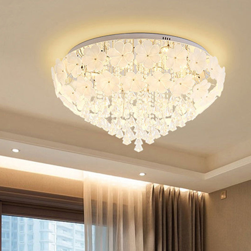 16"/19.5"/23.5" W Petal Living Room Flush Mount Lamp Modern Crystal LED White Flush Light Fixture