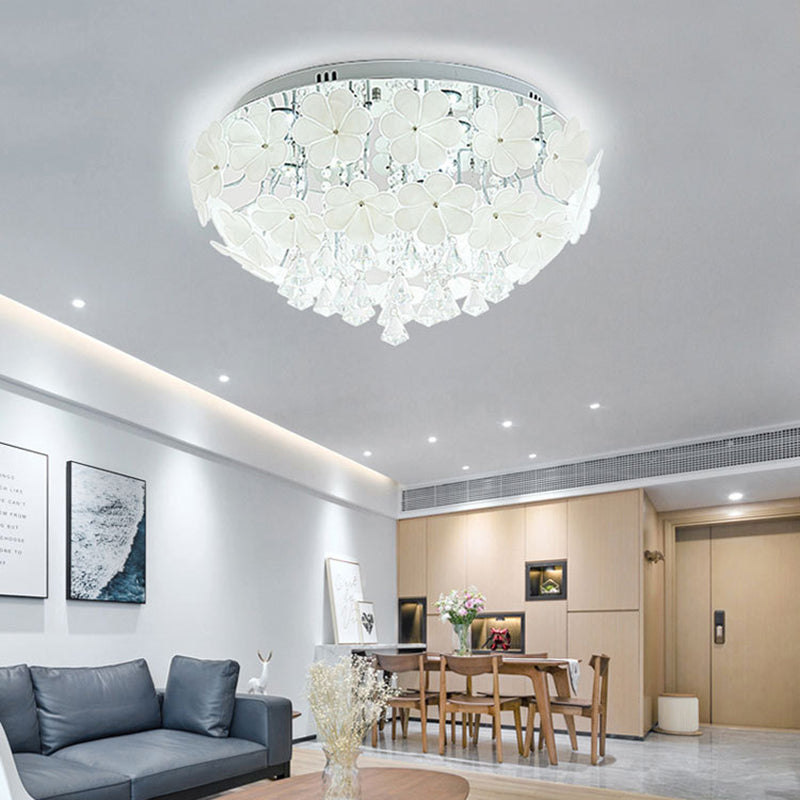 16 "/19.5" /23.5 " W Petal Living Room Flush Mount Lamp Modern Crystal LED White Flush Light Fixture