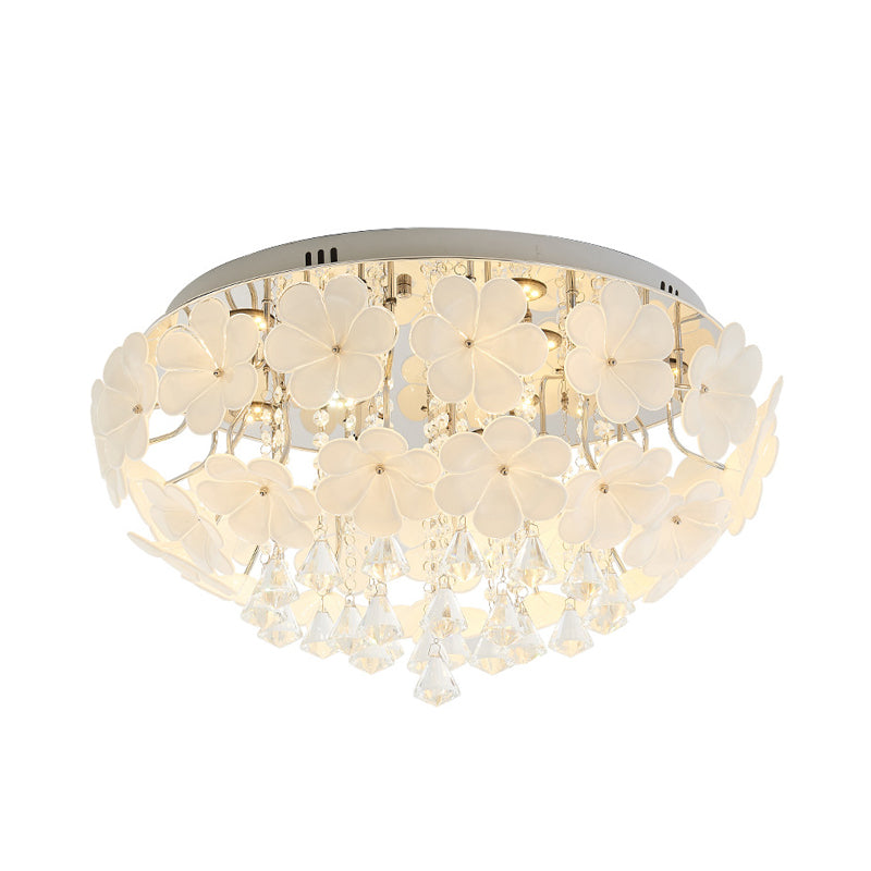 16"/19.5"/23.5" W Petal Living Room Flush Mount Lamp Modern Crystal LED White Flush Light Fixture