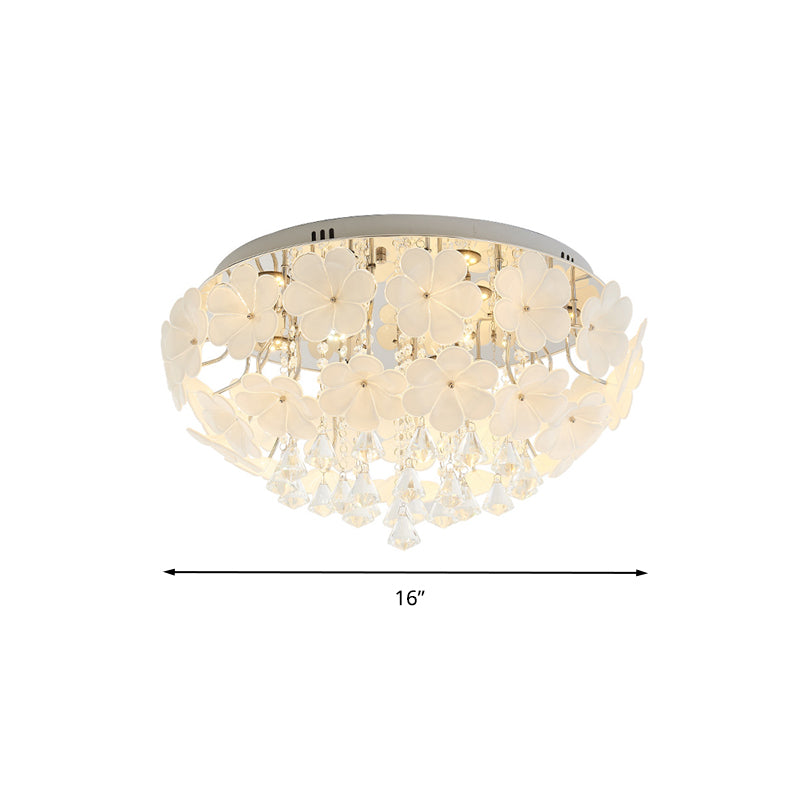 16 "/19.5" /23.5 " W Petal Living Room Flush Mount Lamp Modern Crystal LED White Flush Light Fixture