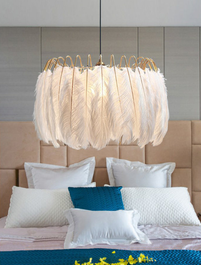 Strauß Feder Deckenkraut moderner kreativer weißer hanges Deckenlicht für Mädchen Schlafzimmer