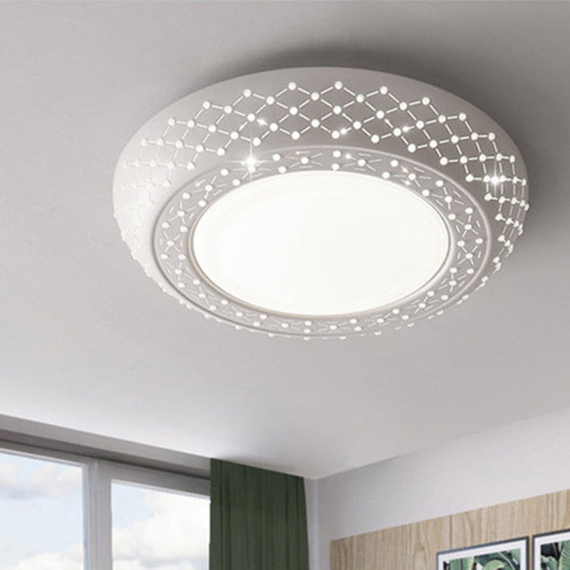 23“/35” W LED Acrylic Flush Ceiling Light Simple White Cutout Bedroom Flush Mount Lamp in White/3 Color Light