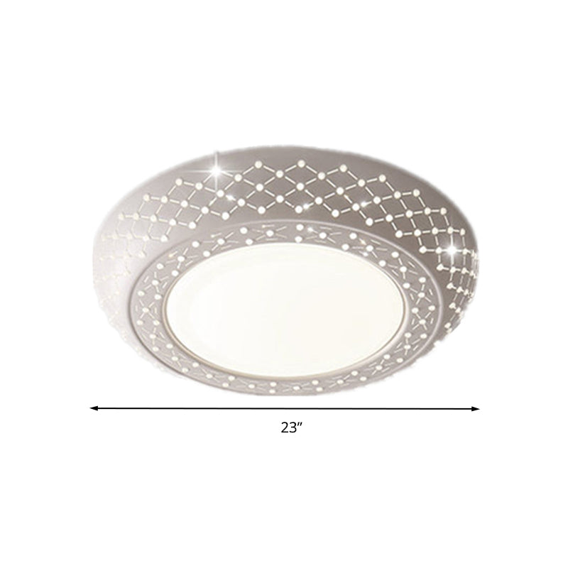 23“/35” W LED Acrylic Flush Ceiling Light Simple White Cutout Bedroom Flush Mount Lamp in White/3 Color Light