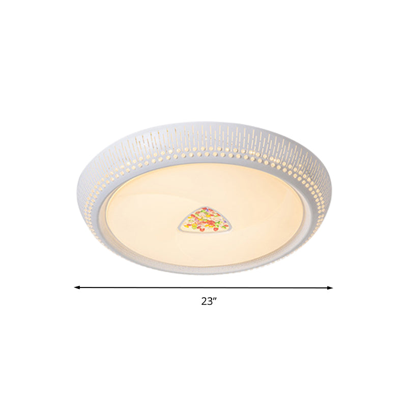 23"/31"/36" W Round Bedroom Flush Mount Lamp Simple Crystal LED White Flush Light Fixture in White/3 Color Light