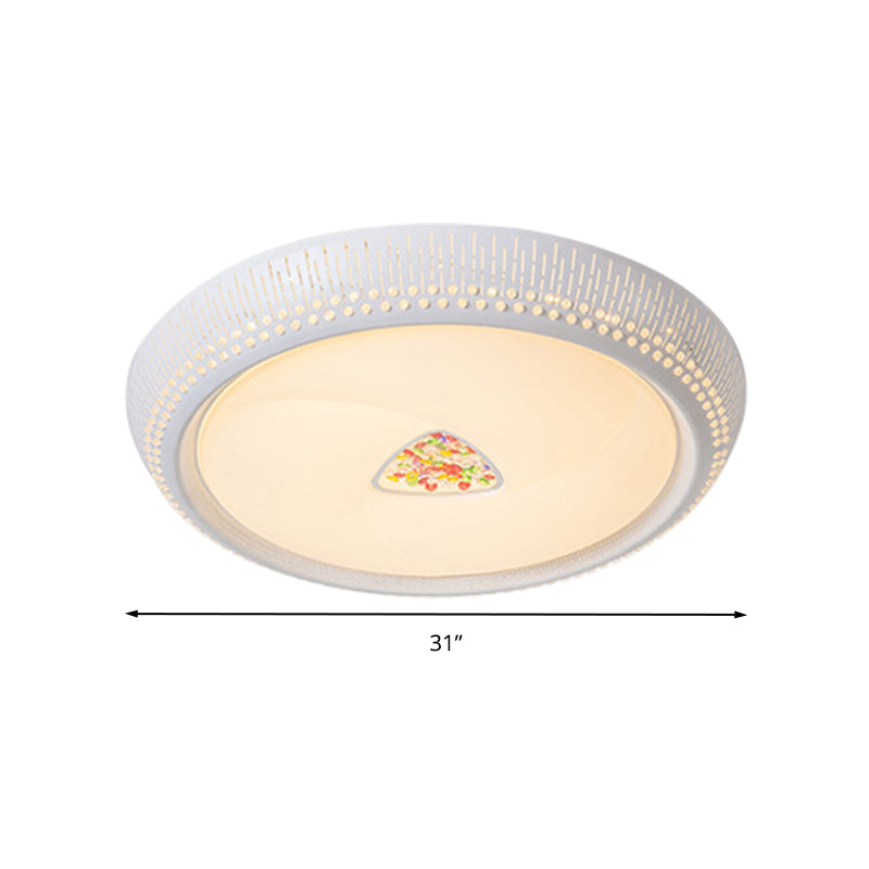 23"/31"/36" W Round Bedroom Flush Mount Lamp Simple Crystal LED White Flush Light Fixture in White/3 Color Light