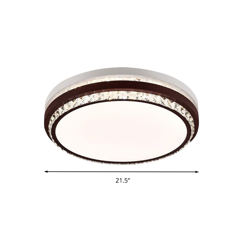 Coffee LED Ceiling Mount Simple Acrylic Rectangle/Square/Round Flush Light Fixture for Living Room in 3 Color Light/Remote Control Stepless Dimming