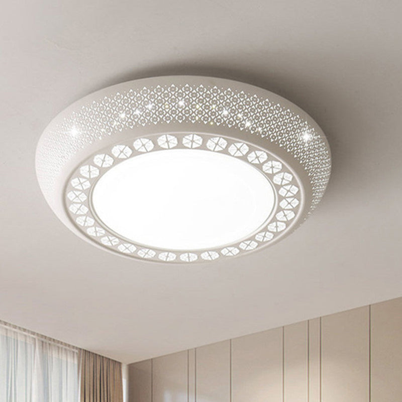 23"/35" W LED Flush Ceiling Light Simple Cutout Acrylic Flush Mount Lighting in White for Bedroom, White/3 Color Light