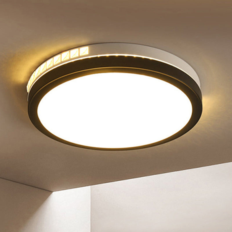 16 "/19" W LED Round Flush Mount Lampada Semplice Nero Cristallo Montaggio a Soffitto Apparecchio in Caldo/Bianco/3 Colore Luce