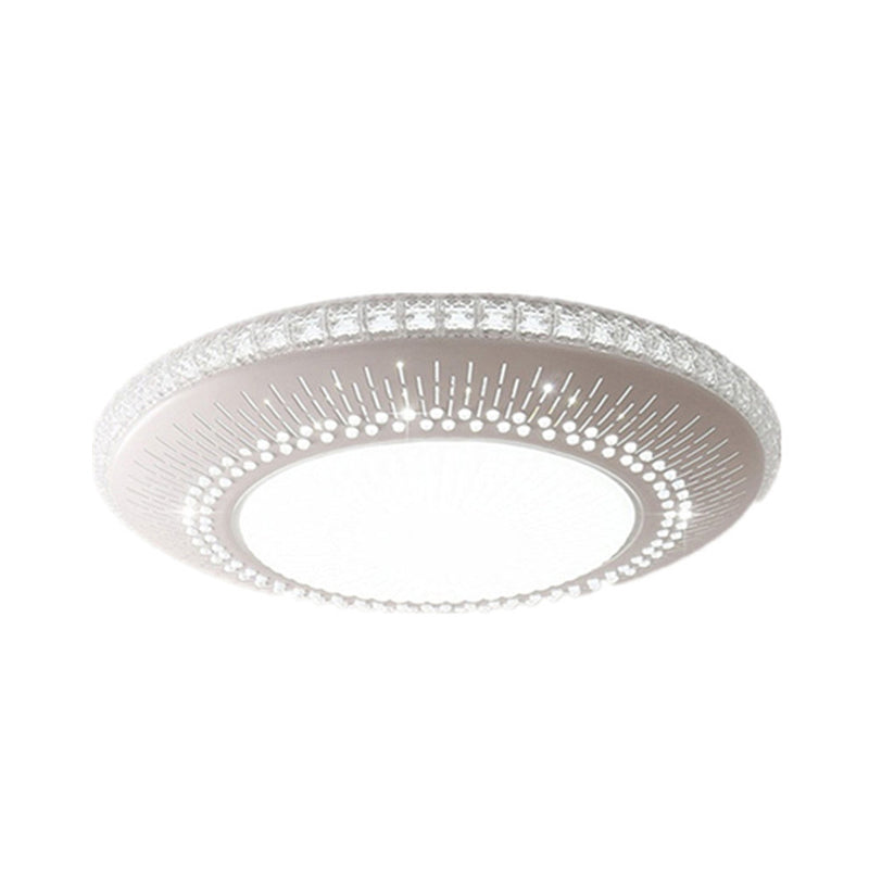 White Round Flush Mount Fixture Simple Acrylique 21 "/25" W Chambre LED Bédouate Lumière en White/3 Couleur Légère