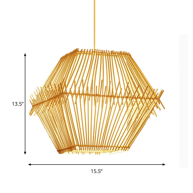 1 lampadina conica/barattolo illuminazione a sospensione tradizionale in bambù sospeso in legno