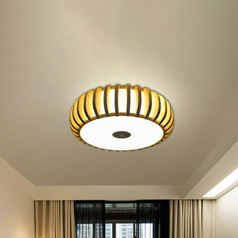 17 "/21" Wide Donut Flush Monte Tradizionale Bamboo 3 Lampadine Legno Soffitto Monte Chandelier