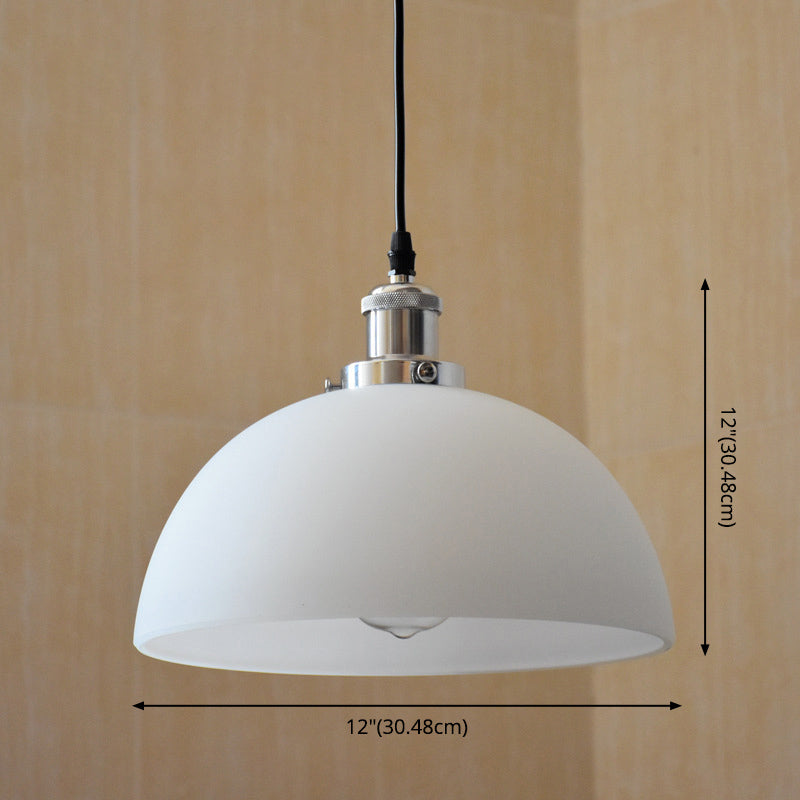 Cream Glass Dome Pendant Fixture Industrial Single-Bulb Diner Hanging Ceiling Light