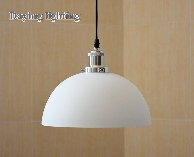 Cream Glass Dome Pendant Fixture Industrial Single-Bulb Diner Hanging Ceiling Light