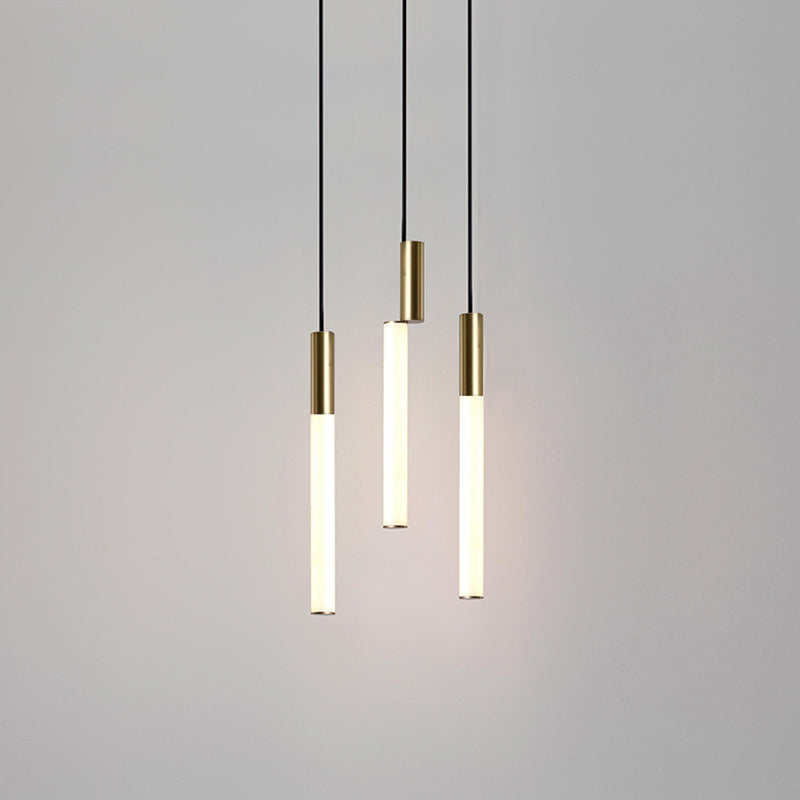 Stick Shaped Bedside Pendulum Light Acrylic Simple Style LED Down Lighting Pendant in Gold