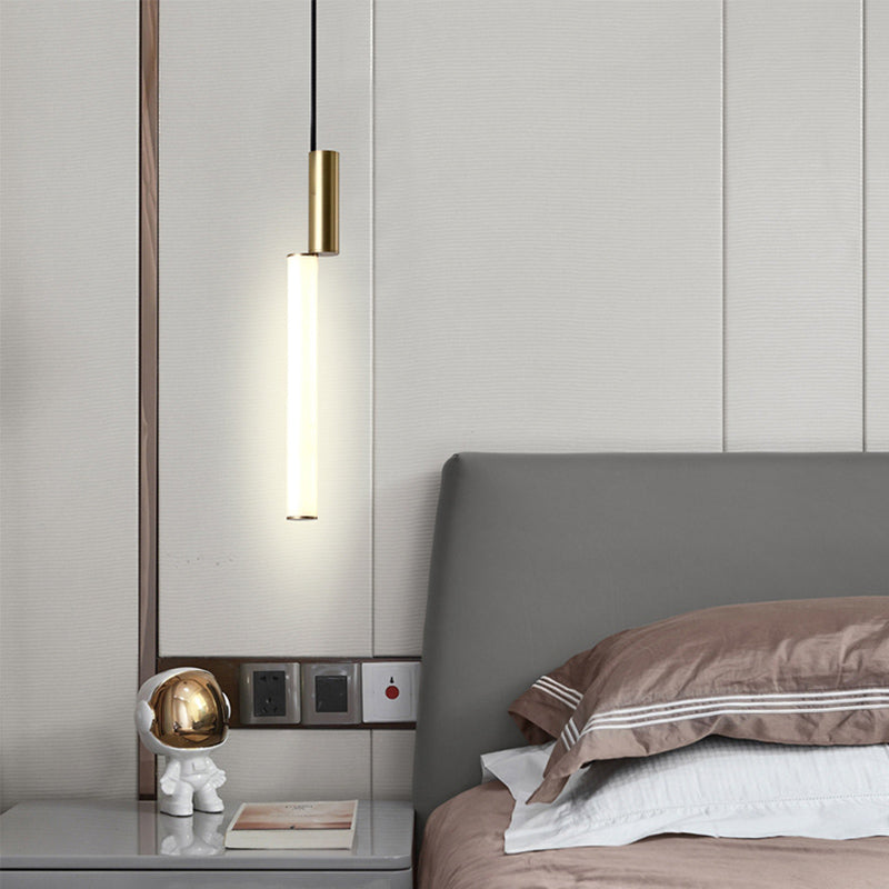 Stick Shaped Bedside Pendulum Light Acrylic Simple Style LED Down Lighting Pendant in Gold