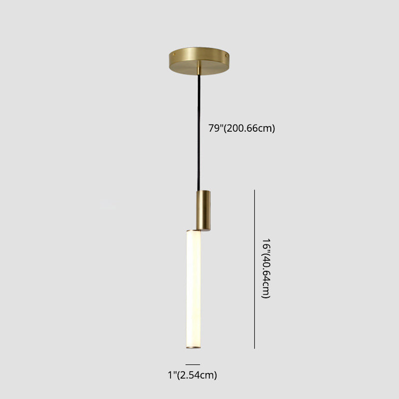 Stick Shaped Bedside Pendulum Light Acrylic Simple Style LED Down Lighting Pendant in Gold