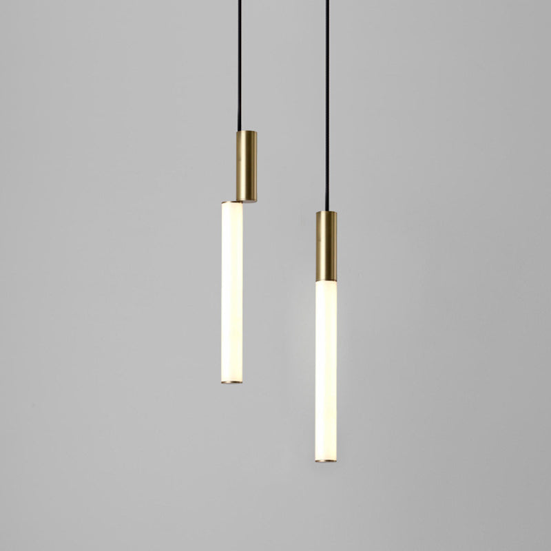 Stick Shaped Bedside Pendulum Light Acrylic Simple Style LED Down Lighting Pendant in Gold