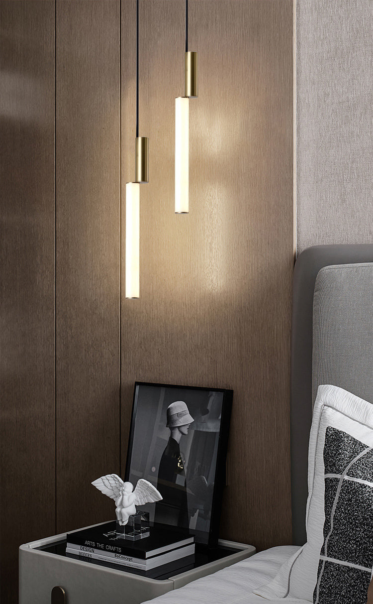 Stick Shaped Bedside Pendulum Light Acrylic Simple Style LED Down Lighting Pendant in Gold