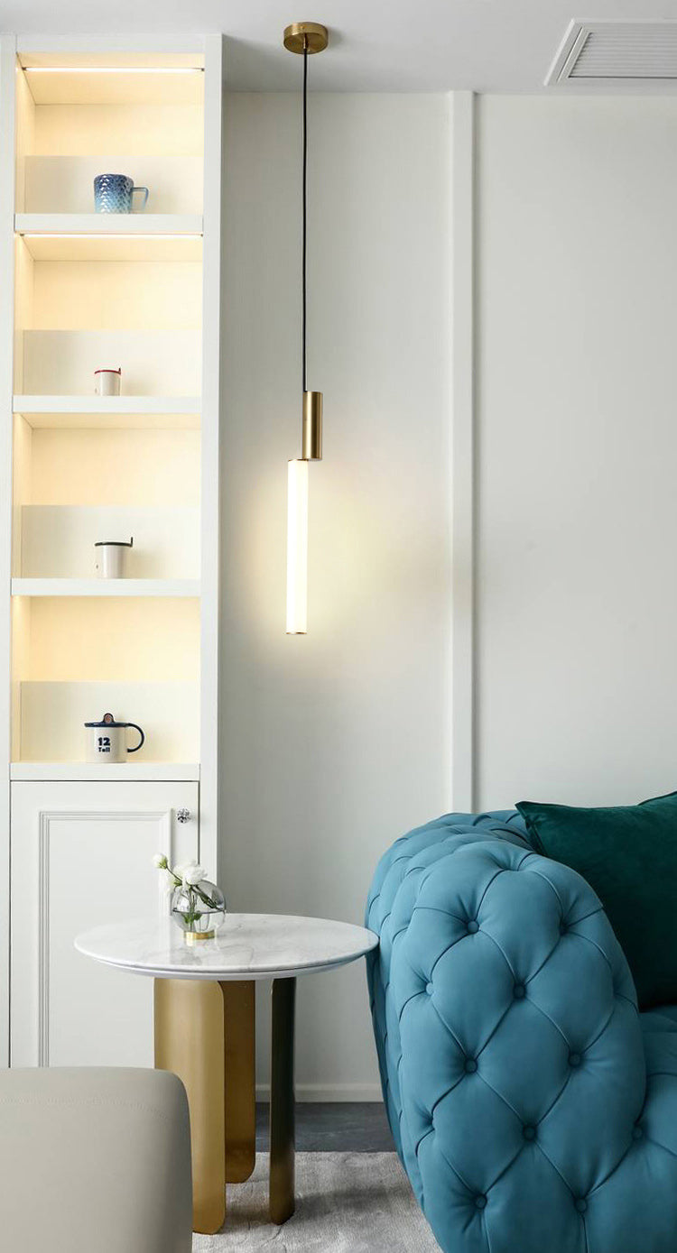 Stick Shaped Bedside Pendulum Light Acrylic Simple Style LED Down Lighting Pendant in Gold