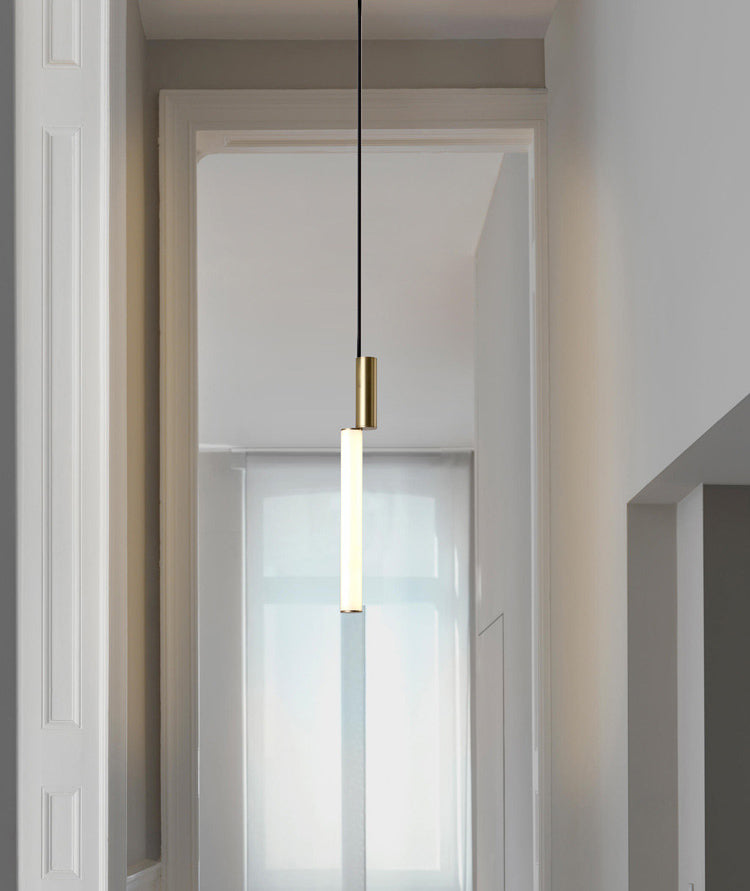 Stick Shaped Bedside Pendulum Light Acrylic Simple Style LED Down Lighting Pendant in Gold