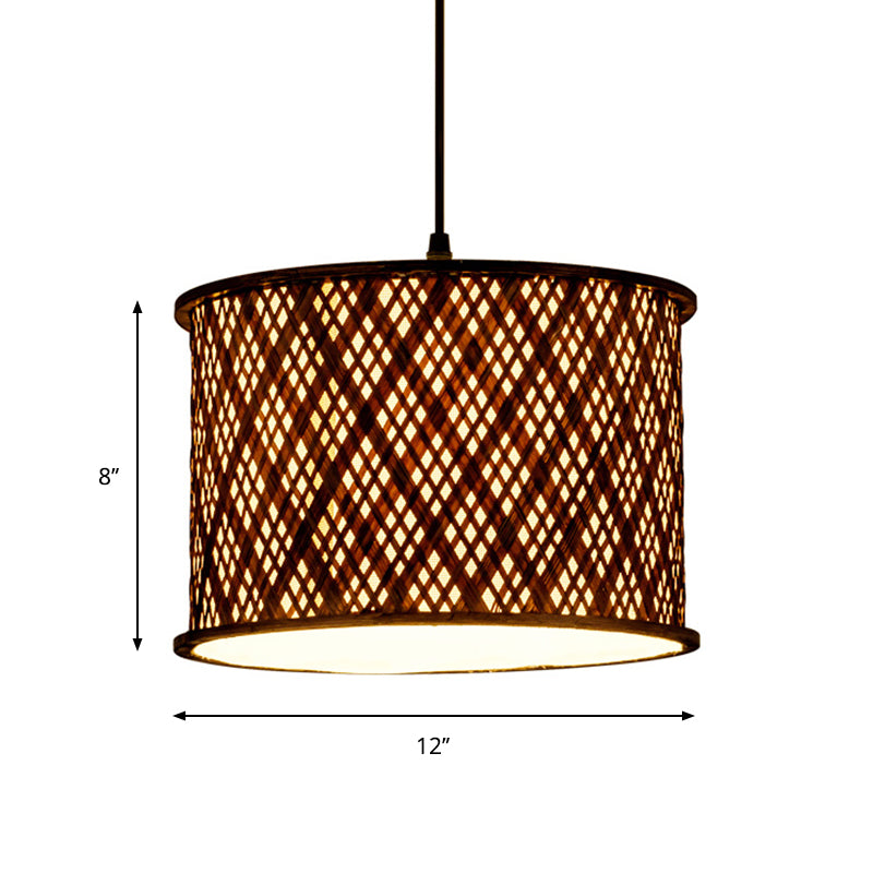 Dunkelbraun gewebter Suspension Anhänger zeitgenössische 1 Glühbirne Bambus hängende Lichtkit