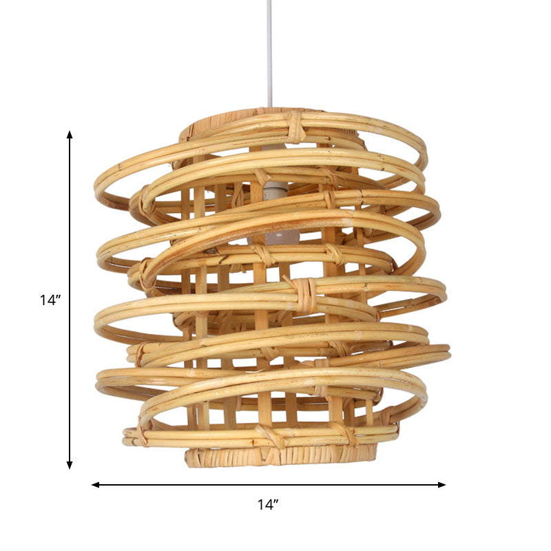 Houten cirkel hangende lamp retro 1 kop bamboe plafond hanger licht voor restaurant