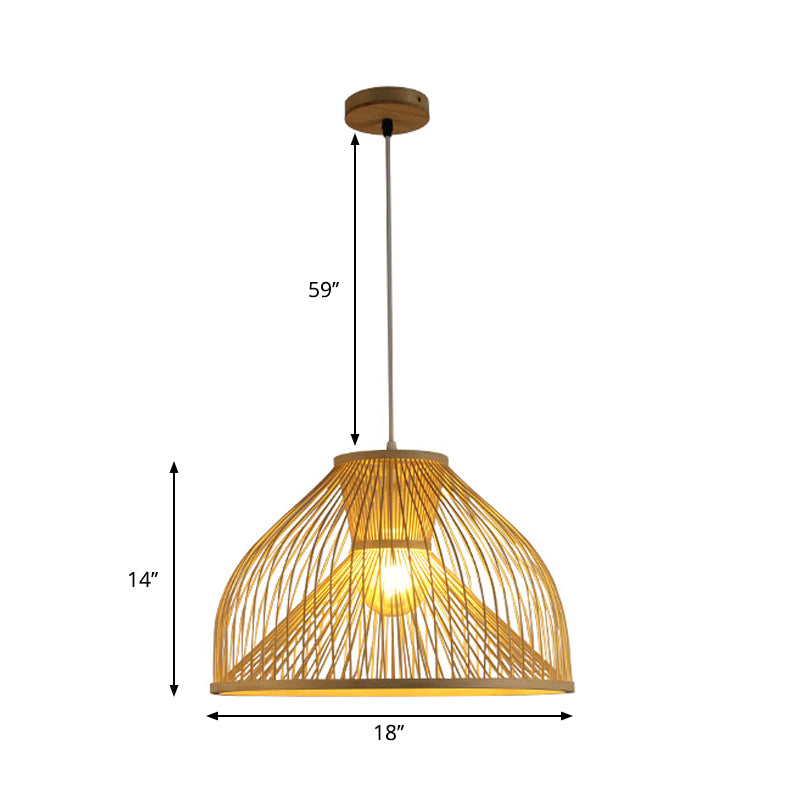 Luce a sospensione a sospensione di bambù Luce contemporanea a 1 testa il soffitto appennata a legna