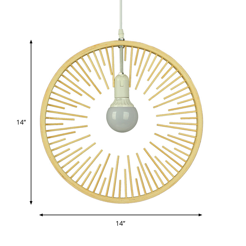 Illuminazione a sospensione rotonda in legno semplice in bambù 1 kit lampadario sospeso per ristorante