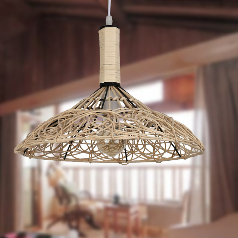 CONE Light Assicella ASIAN RATTAN 1 Bulb Lampada a sospensione in legno per soggiorno