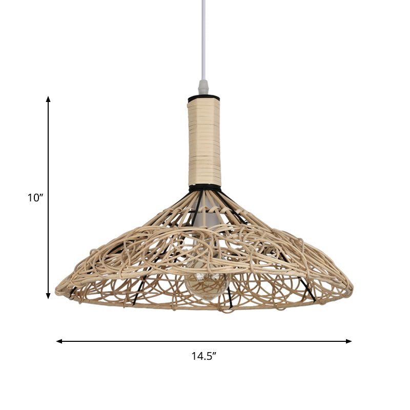 CONE Light Assicella ASIAN RATTAN 1 Bulb Lampada a sospensione in legno per soggiorno